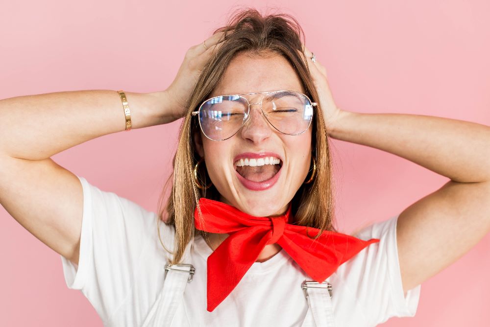 Frustrated girl is shaking her head